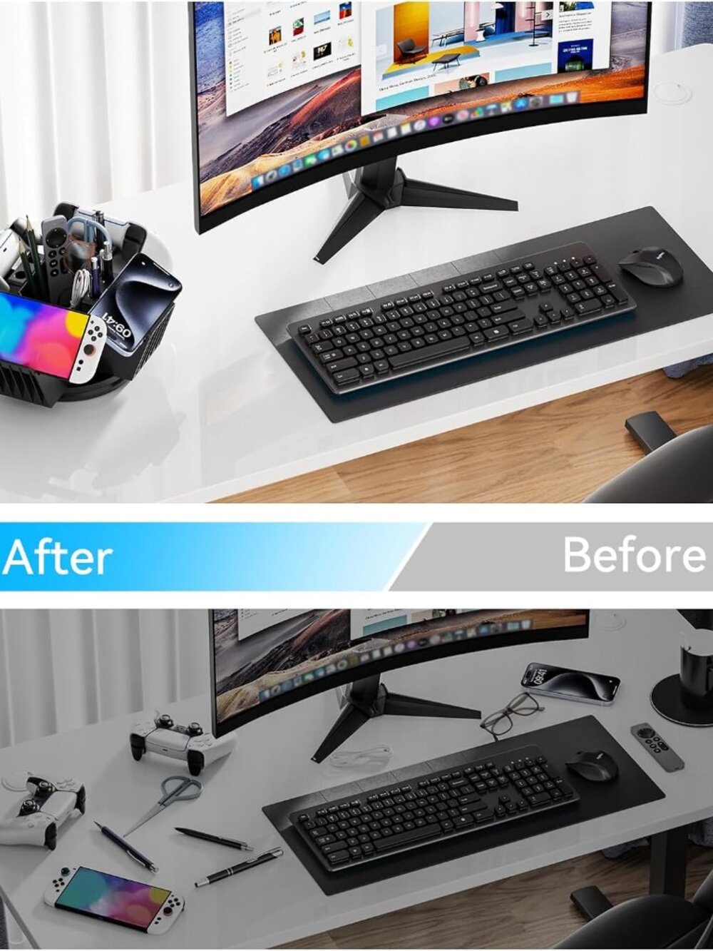 Controller Organizer for Desktop - 360°Rotatable Controller Holder with Storage - Picture 7 of 8